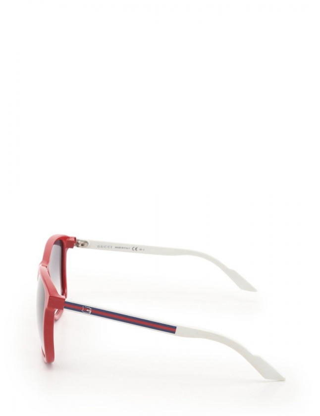 グッチ GUCCI サングラス シェリーライン ダークグレー 赤 白 小物