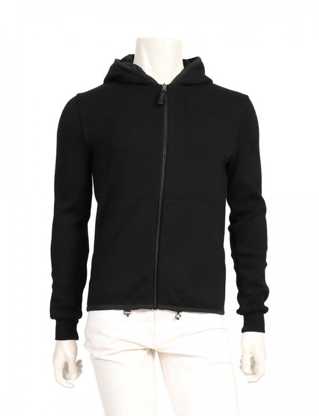 プラダスポーツ PRADA SPORT ニットパーカー 黒 48 トップス 長袖 