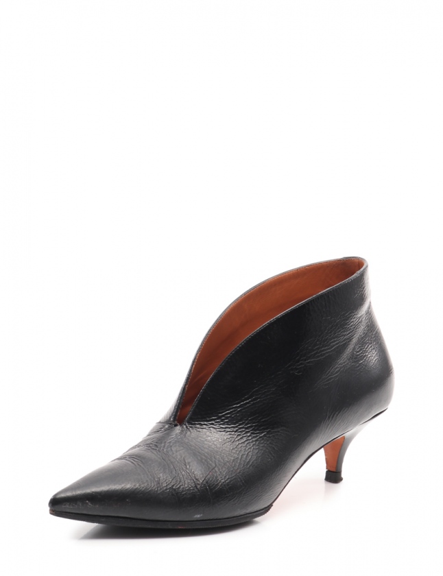 セリーヌ CELINE パンプス Vカット 黒 37 シューズ エナメルレザー