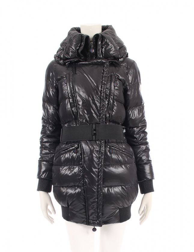モンクレール MONCLER ダウンコート 黒 0 アウター ワンポイント 46377