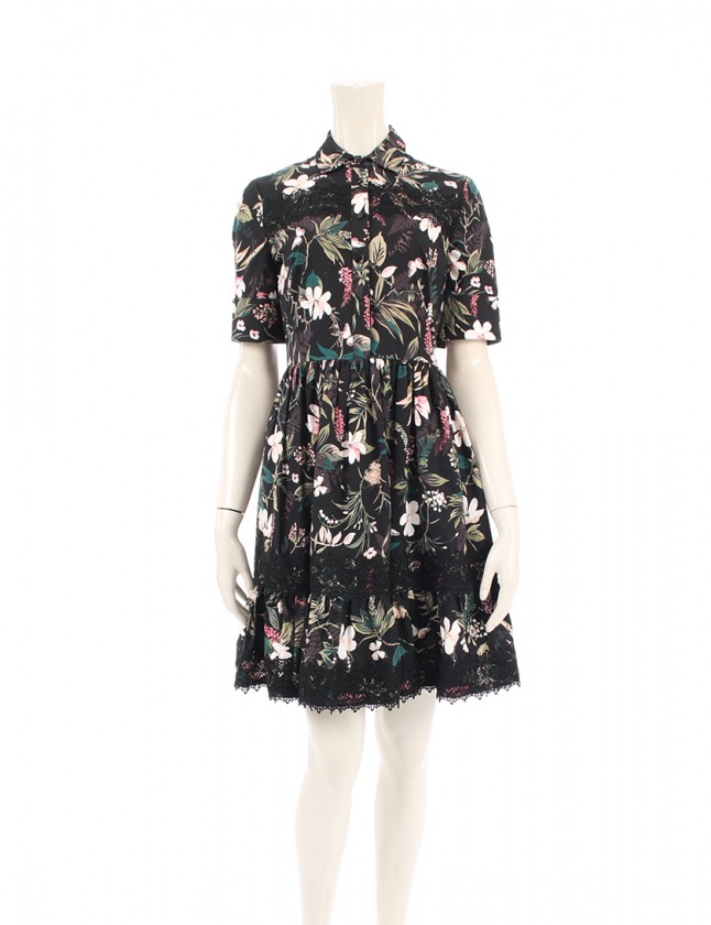 Kate Spade 花柄ワンピース 黒 ケイトスペード KATE SPADE ワンピース 花柄 ノースリーブ M 黒
