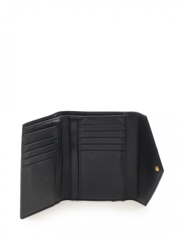 プラダ PRADA 三つ折り財布 黒 小物 サフィアーノレザー 1MH002 