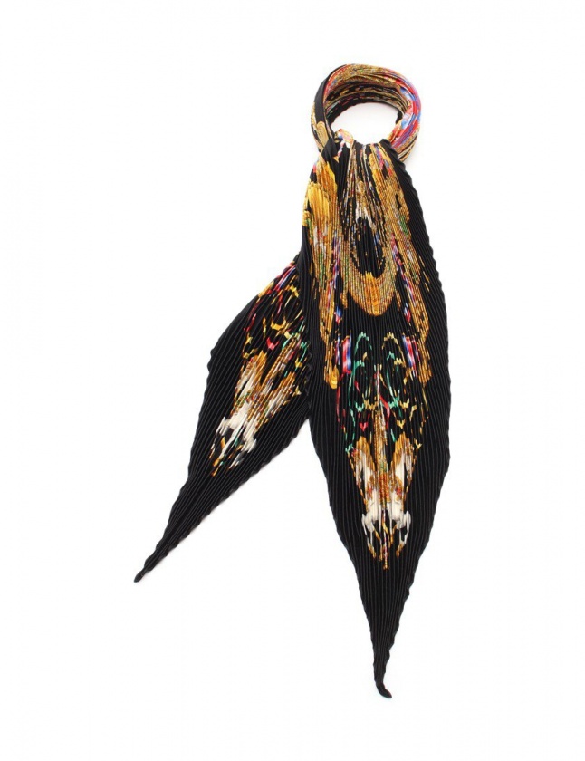 エルメス HERMES プリーツスカーフ カレプリセ 黒 マルチカラー 小物