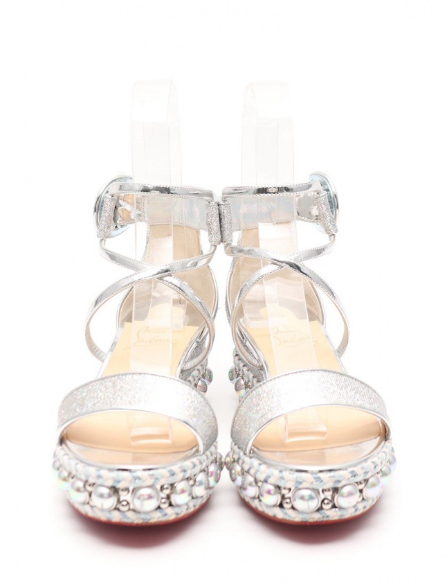 Christian Louboutin♡グリッターシルバーサンダル Christian Louboutin♡グリッターシルバーサンダル Christian