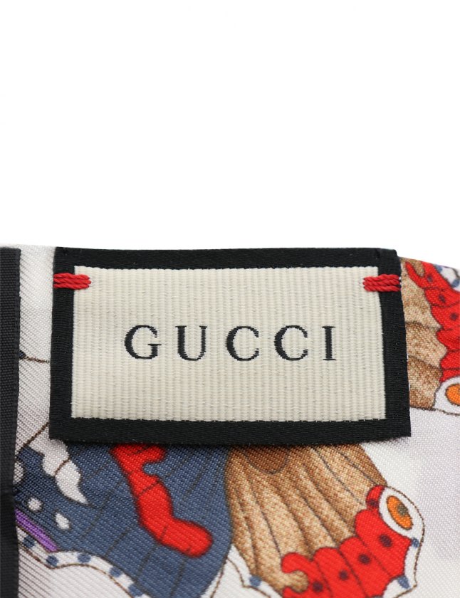 GUCCI グッチ ストール シルク フローラプリント 花柄 白