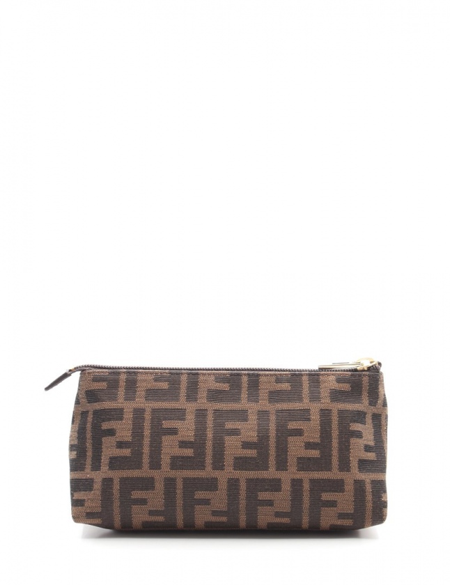 フェンディ FENDI ポーチ ズッカ柄 茶 ダークブラウン 小物 キャンバス 