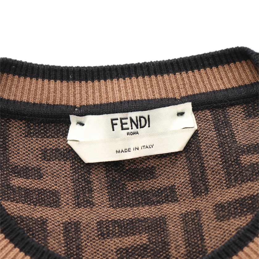 フェンディ FENDI ニット セーター ズッカ柄 ベージュ 黒 36 トップス 