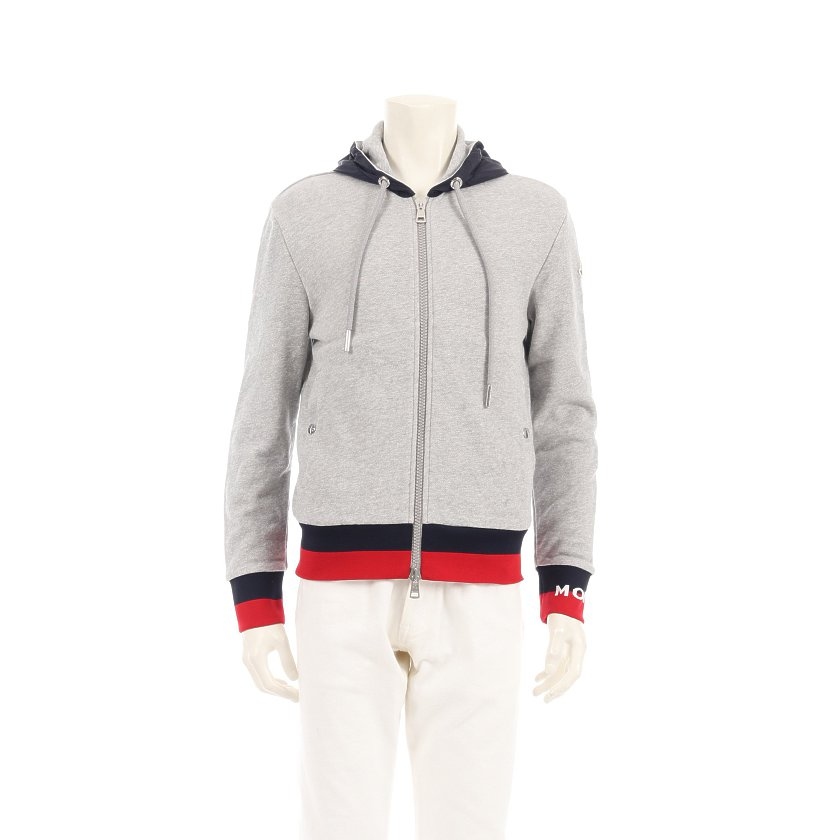 モンクレール MONCLER スウェットパーカー グレー ネイビー 赤 S 
