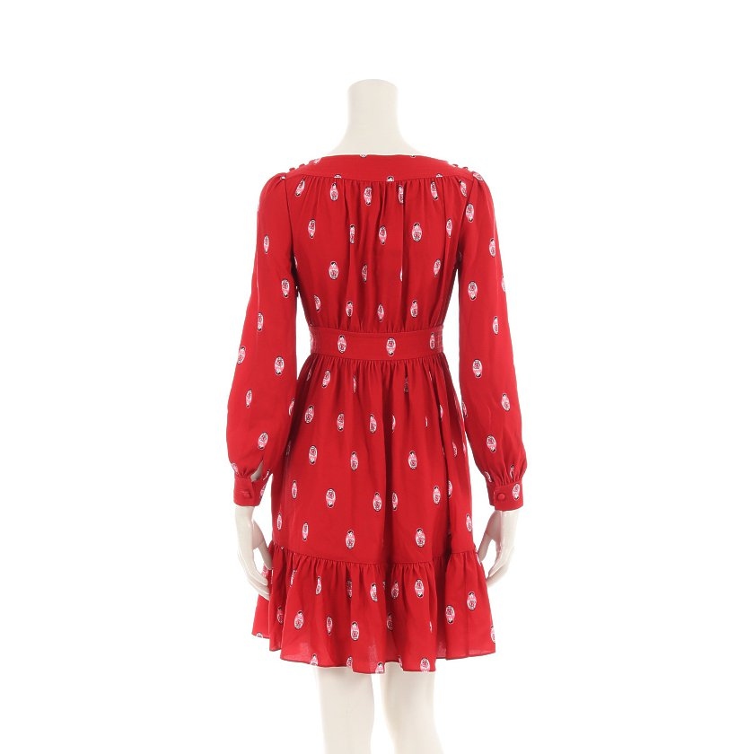ケイトスペード Kate Spade ワンピース 赤 ピンク 白 0 長袖 ひざ丈 総柄 Njmu7906 レディース 114 ベクトルパーク