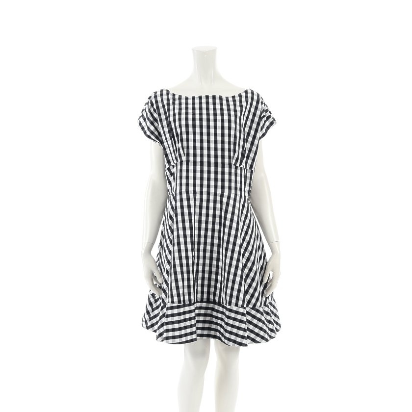 ケイトスペード Kate Spade ワンピース 白 黒 14 チェック柄 Njmu8717 コットン Gingham Fiorella Dress レディース 114 ベクトルパーク