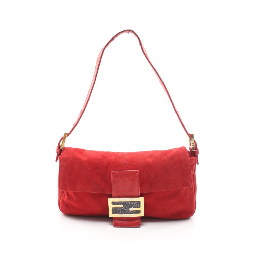 フェンディ FENDI ショルダーバッグ マンマバケット 赤 26424 スエード 