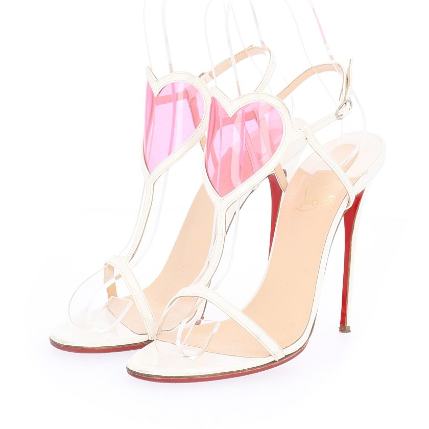 クリスチャンルブタン Christian Louboutin サンダル 白 ピンク 39 シューズ レザー ハートストラップ レディース 114 ベクトルパーク