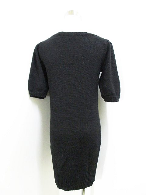 チュウ Chuxxx ワンピース ニット セーター クルーネック 半袖 ケーブル編み ウール混 ブラック 黒 レディース 115 ベクトルパーク