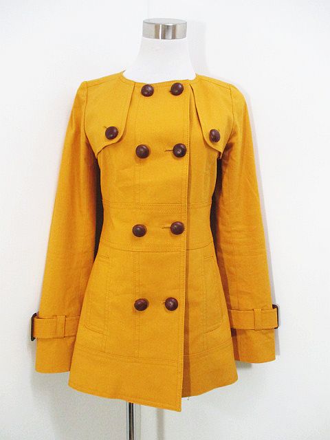 グレースコンチネンタル Grace Continental ノーカラー ジャケット コート コットン リネン キュプラ ダブル くるみボタン 36 マスタード レディース 115 ベクトルパーク グレースコンチネンタル Grace Continental ノーカラー ジャケット コート コットン リネン キュプラ ダブル くるみボタン 36 マスタード レディース 115 ベクトルパーク