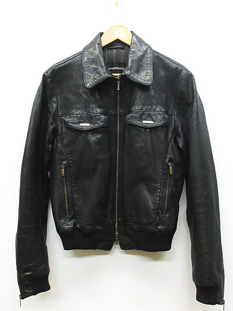 エンポリオアルマーニ EMPORIO ARMANI レザー ジャケット ブルゾン 革 