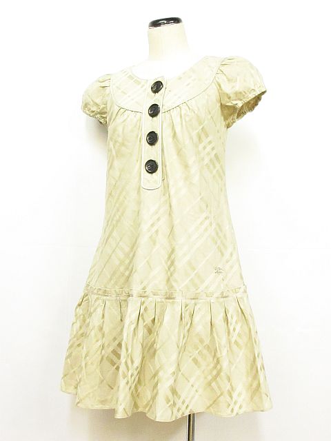 バーバリーブルーレーベル Burberry Blue Label ワンピース ミニ フレア フレンチスリーブ ヘンリーネック ベージュ ゴールド 36 Mm 9639 01 レディース 116 ベクトルパーク