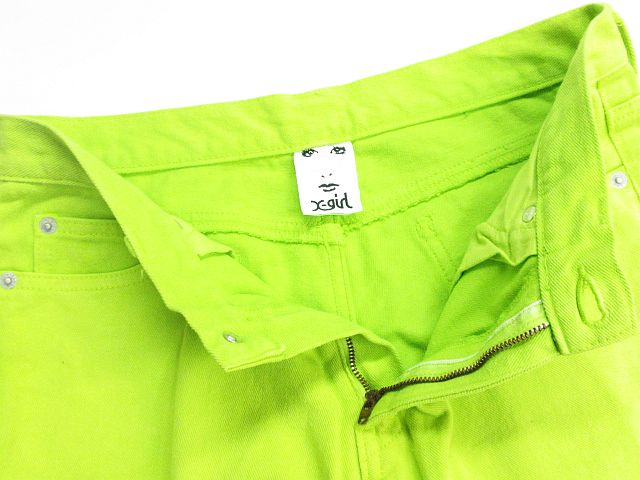 X-girl ライムイエロー パンツ X-girl エックスガール X-GIRL LOGO WAIST PANTS ロゴ ウエスト