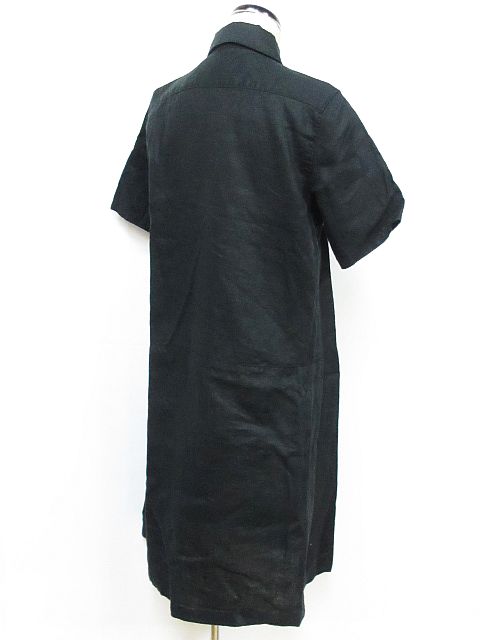 無印良品 良品計画 ワンピース シャツワンピース 膝丈 麻100 リネン100 半袖 黒 M Nk 01 レディース 116 ベクトルパーク