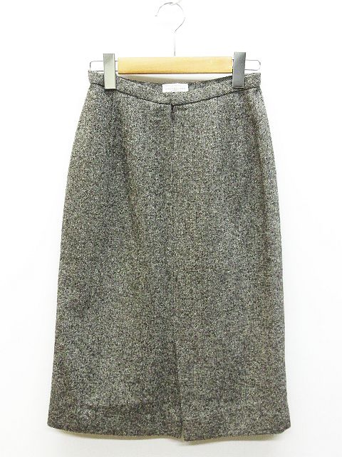 バレンシアガ BALENCIAGA タイト スカート ウール ツイード ラメ 茶系  