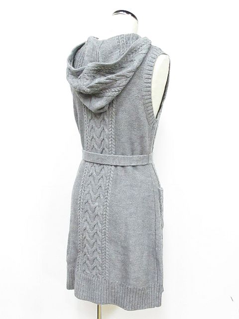 エムズグレイシー M S Gracy ニット ワンピース ウール ノースリーブ ミニ ジップアップ フード ケーブル グレー 38 Nk 01 レディース 116 ベクトルパーク