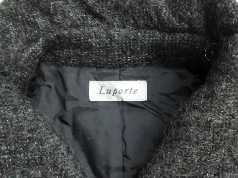 Luporte コート 中綿 ショールカラー フェイクスエード 起毛 プリント 