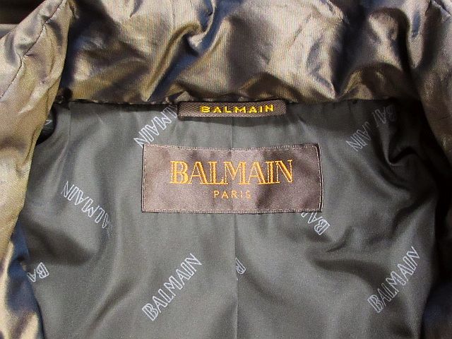 バルマン BALMAIN ダウン コート シルク 絹 ブルーフォックス ファー