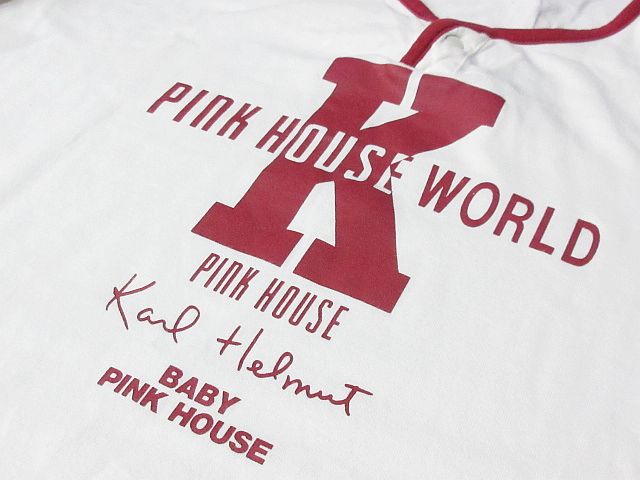 ピンクハウス Pink House カールヘルム カットソー Tシャツ ヘンリーネック ロゴプリント 長袖 白 M Mm 02 メンズ 116 ベクトルパーク