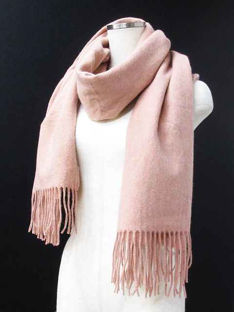 ニナリッチ NINA RICCI カシミヤ100% 大判 マフラー フリンジ サーモン  