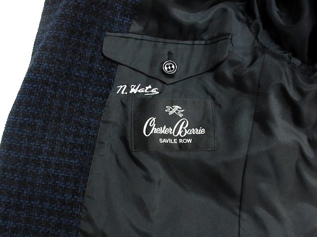 チェスターバリー Chester Barrie ジャケット テーラード ブレザー シルク 絹100 総柄 総裏地 サイドベンツ ざっくり 紺 Ab5 Nk 02 メンズ 116 ベクトルパーク