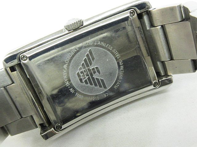 エンポリオアルマーニ Emporio Armani Ar 1608 腕時計 クォーツ スクエア アナログ シルバー 黒 Mm 09 メンズ 116 ベクトルパーク