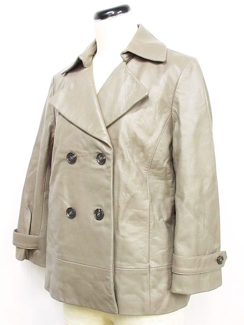 コムサイズム Comme Ca Ism レザー ジャケット テーラード 革ジャン 羊革 七分袖 ダブル 茶系 M Nk 01 レディース 116 ベクトルパーク