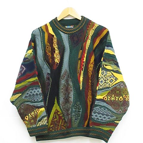 クージー Coogi ニット セーター 立体編み 幾何学模様 ウール100 マルチカラー Ss Mm 02 メンズ 116 ベクトルパーク
