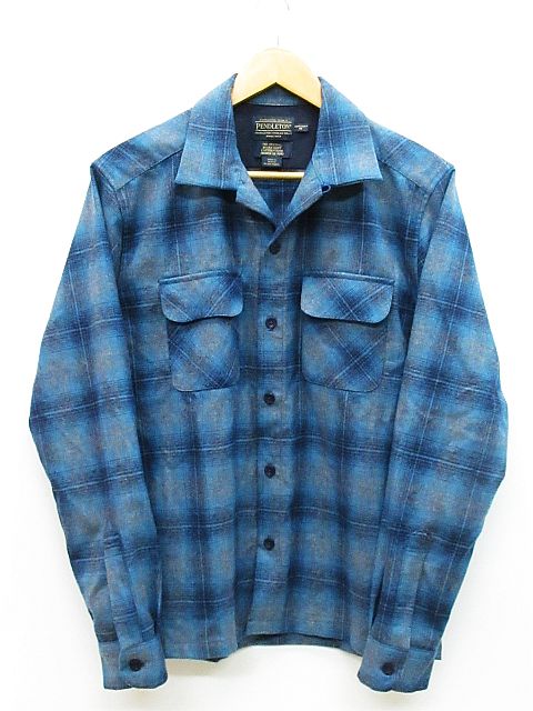 ペンドルトン Pendleton シャツ ウール 長袖 開襟 オープンカラー チェック 青系 M Nk 02 メンズ 116 ベクトルパーク