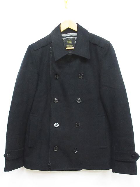 ビームスハート Beams Heart ピーコート Pコート ライダース 裏地 ボーダー ウール 黒 L Mm 02 メンズ 116 ベクトルパーク