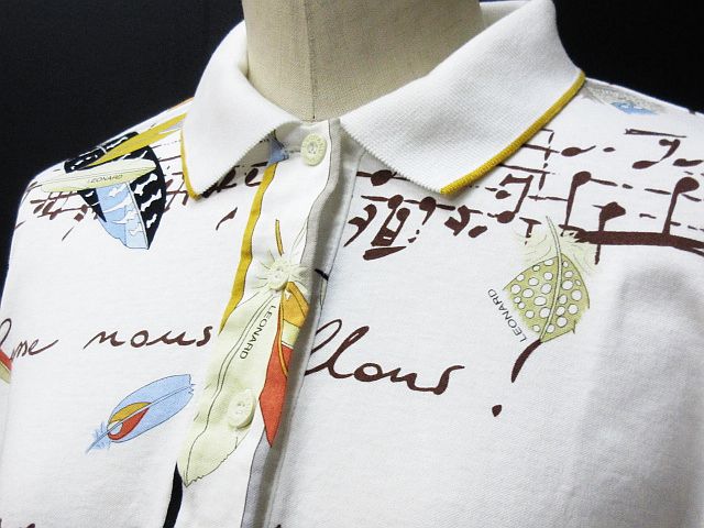 極美品✨レオナール 長袖ポロシャツ ゴルフウェア 総柄 マリンプリント レオナールスポーツ LEONARD SPORT ゴルフウェア ポロシャツ プリント