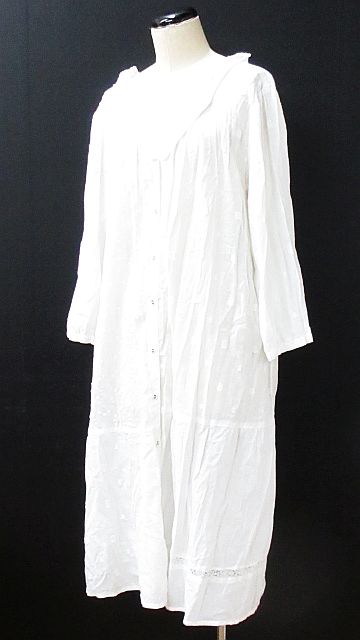 サマンサモスモス Sm2 ワンピース ガウンワンピース 膝丈 薄手 七分袖 レース ドット 透け感 白 M Nk 01 レディース 116 ベクトルパーク