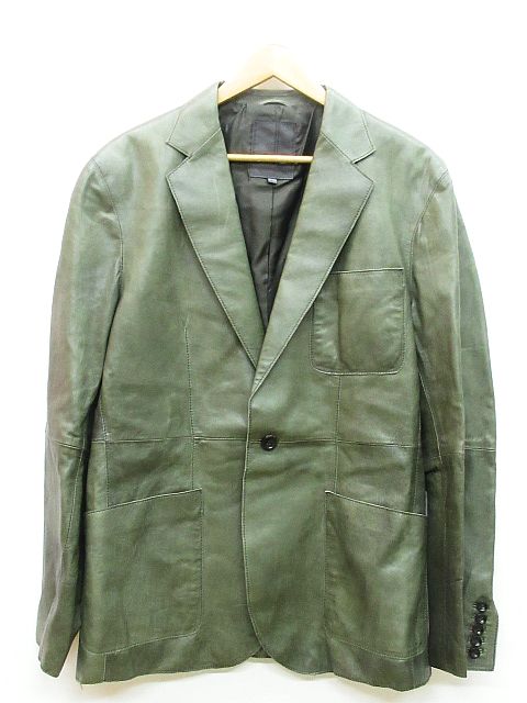 シーケーカルバンクライン Ck Calvin Klein レザー テーラード ジャケット 革ジャン サイドベンツ 緑系 Xl Nk 02 メンズ 116 ベクトルパーク