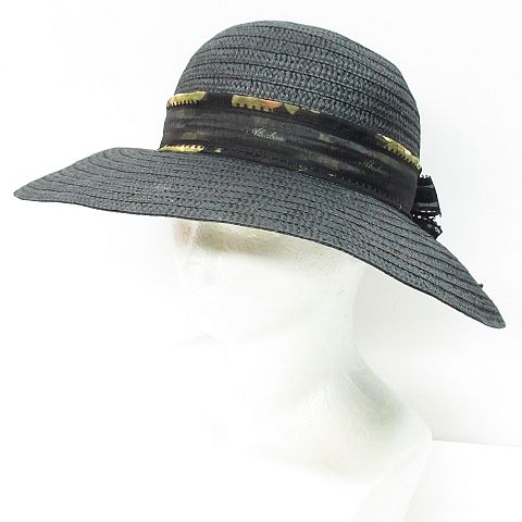 アキアカネ Akiakane さえら ストローハット つば広 帽子 コサージュ レース 黒 Mm 07 レディース 116 ベクトルパーク