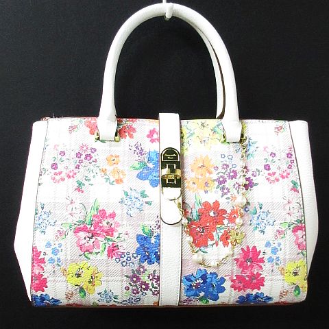 サマンサベガ Samantha Vega Fulfilled Love フラワー チェック トート ショルダー バッグ 2way 花柄 斜め掛け チェーン 鞄 白 Nk 01 レディース 116 ベクトルパーク