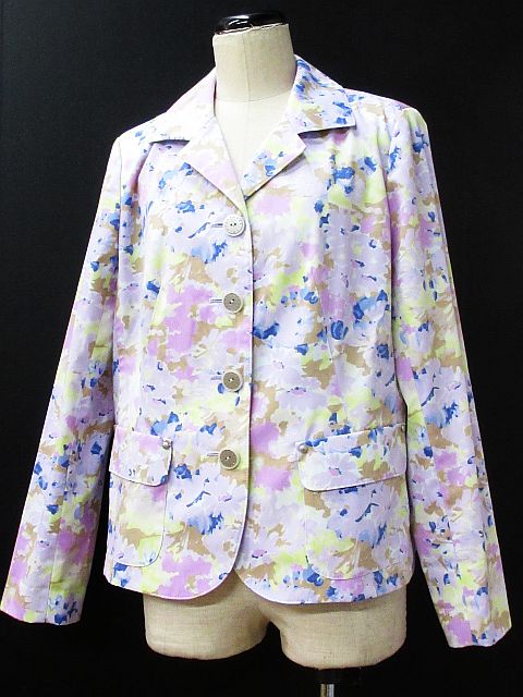 未使用品 ラピーヌブランシュ LAPINE BLANCHE ジャケット 花柄 開襟  