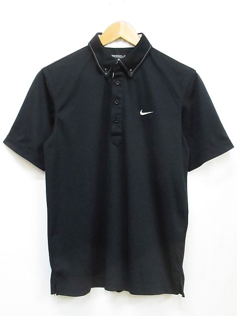 ナイキゴルフ Nike Golf ゴルフウェア ポロシャツ Dri Fit ボタンダウン 半袖 台襟付き ロゴ 刺繍 黒 M Nk 02 メンズ 116 ベクトルパーク