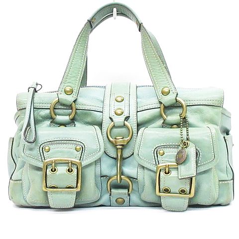 希少色✨ コーチ ハンドバッグ サッチェル ソーホー グリーン レザー 肩掛け 希少 コーチ トートバッグ 鞄 バッグ ソーホー ターンロック 大容量