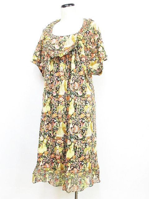 ツモリチサト TSUMORI CHISATO ワンピース 総柄 花柄 フリル フレア 