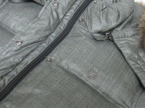 フレッドペリー FRED PERRY ダウン ジャケット グレンチェック ファー 