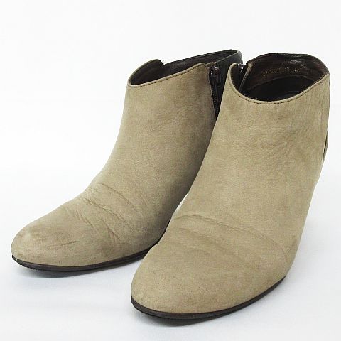 自由区 オンワード樫山 ブーティ ピンヒール サイドジップ スエード バイカラー 靴 ベージュ 茶 L Km 39 01 レディース 116 ベクトルパーク