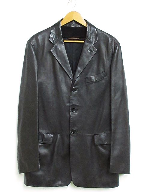 ロエベ LOEWE ラム レザー ジャケット テーラード 子羊 ソフト 茶系 50  