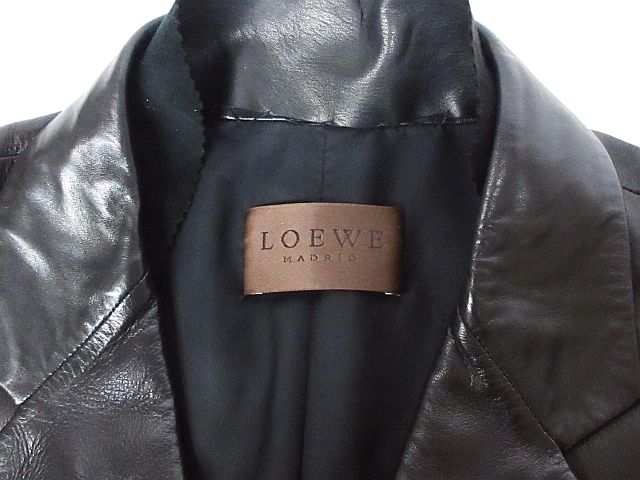 ロエベ LOEWE ラム レザー ジャケット テーラード 子羊 ソフト 茶系 50  