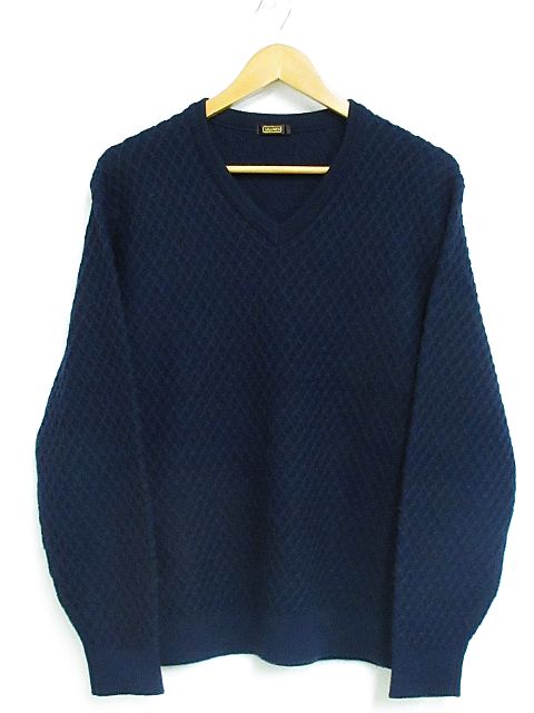 アラミス ARAMIS ニット セーター ウール100％ Vネック 格子編み 