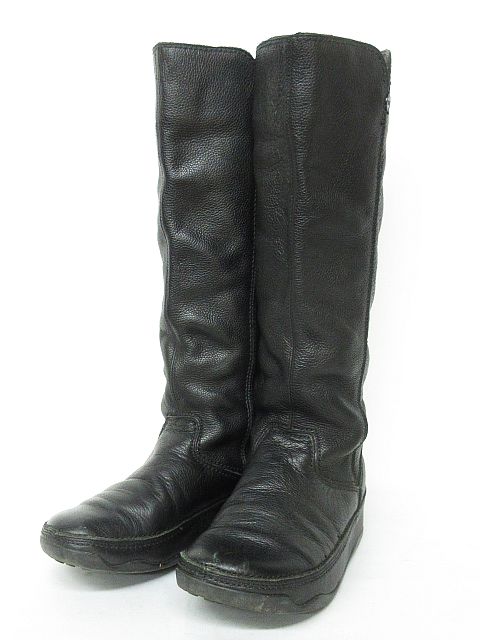 フィットフロップ fitflop ブーツ ロング レザー 厚底 黒 38 ◇NK 