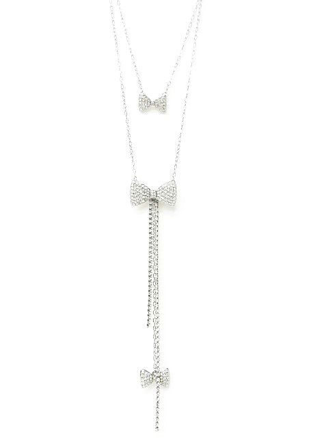 スワロフスキー Swarovski 2連 ネックレス リボン チェーン クリスタル アクセサリー Mm 07 レディース 116 ベクトルパーク